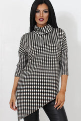 Paloma Black & White Cowl Neck Asymmetric Top-Tops