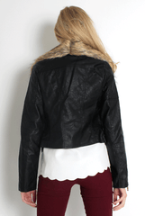 Paloma Faux Leather Black Fur Jacket-Jackets