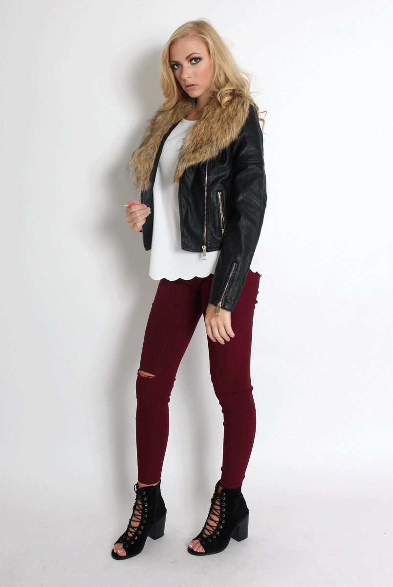 Paloma Faux Leather Black Fur Jacket-Jackets