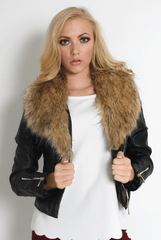 Paloma Faux Leather Black Fur Jacket-Jackets