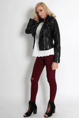 Paloma Faux Leather Black/Black Fur Jacket-Jackets