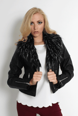 Paloma Faux Leather Black/Black Fur Jacket-Jackets