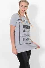 Paris Grey Slogan Top-Tops