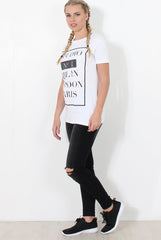 Paris White Slogan Top-Tops