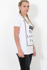 Paris White Slogan Top-Tops