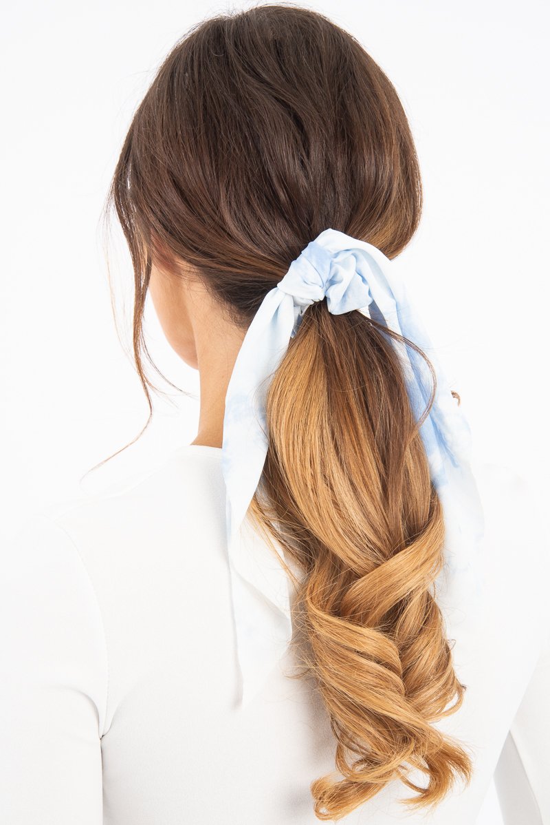 Pastel Blue Tie Dye Scrunchy - River-Hair