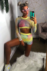 Pastel Mesh Crop Jumper Shorts Co-Ord - Stassie-Co-ords