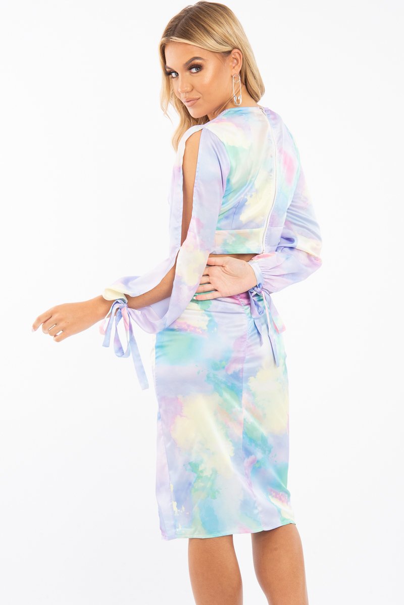 Pastel Multi Tie Dye Crop Top and Skirt Co-ord - Theola-Co-ords