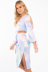Pastel Multi Tie Dye Crop Top and Skirt Co-ord - Theola-Co-ords