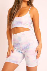 Pastel Tie Dye Ombre Crop Top Cycling Shorts Co-ord - Gillie-Co-ords