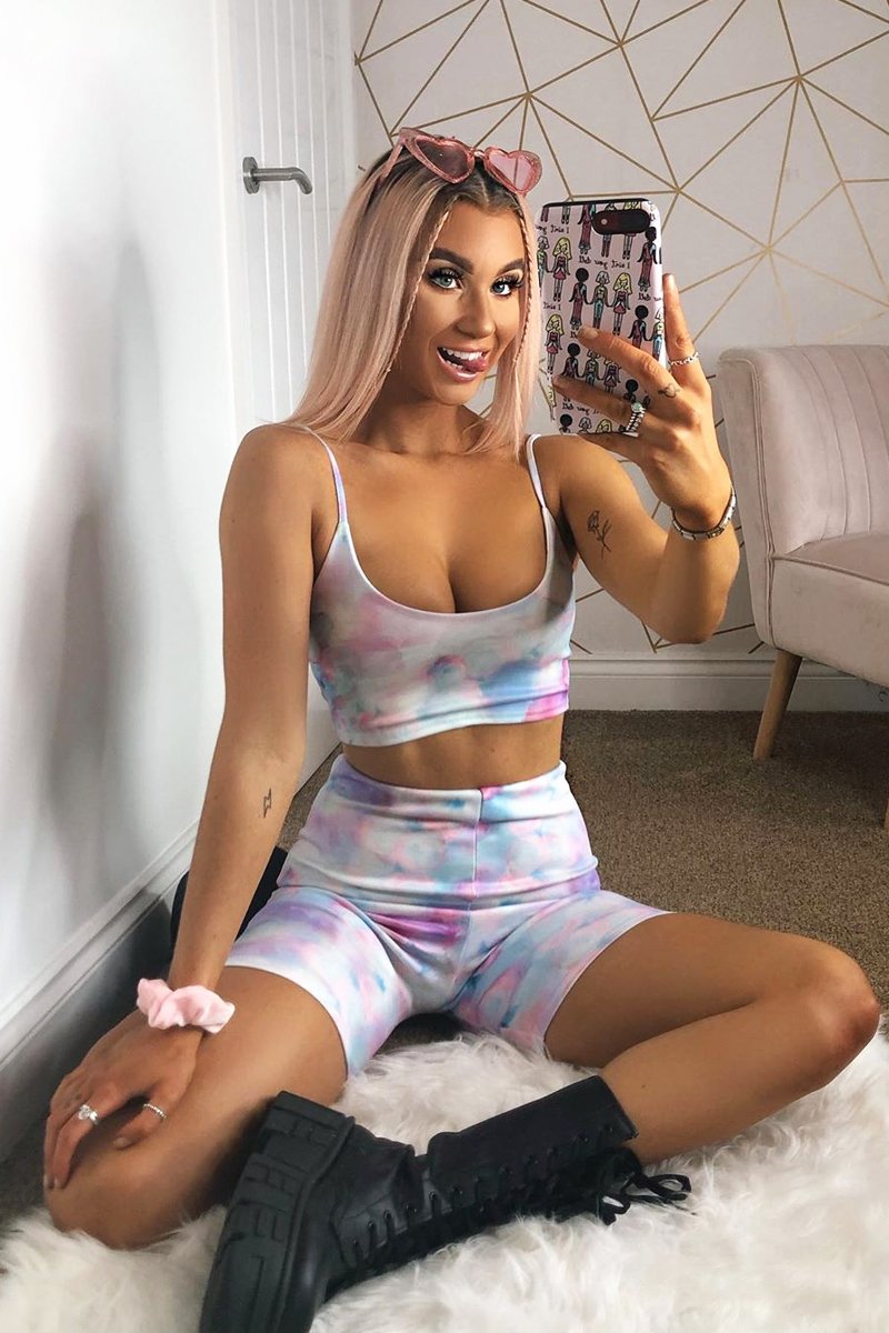 Pastel Tie Dye Ombre Crop Top Cycling Shorts Co-ord - Gillie-Co-ords