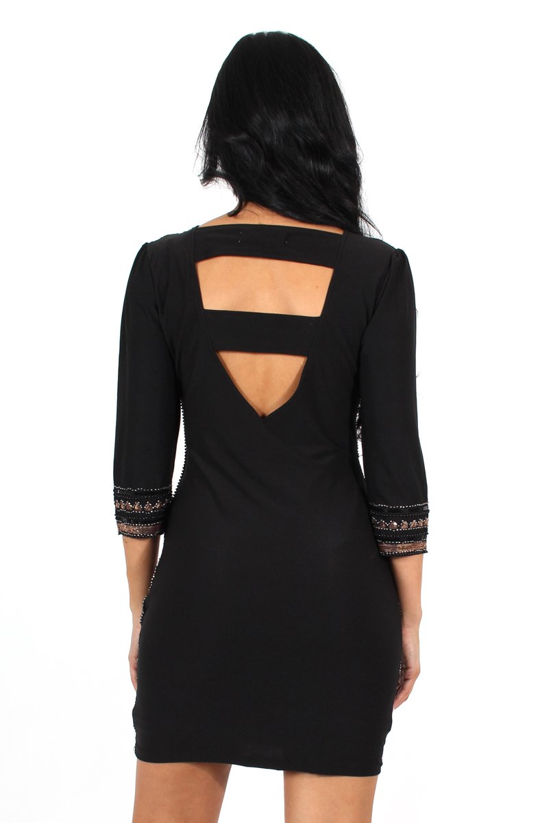 Patricia Black V Neck Shift Dress-Dresses