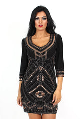 Patricia Black V Neck Shift Dress-Dresses