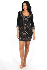 Patricia Black V Neck Shift Dress-Dresses