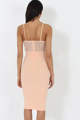Peach Applique Mesh Bodycon Dress - Tallulah-Dresses