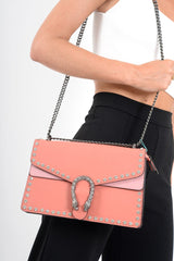 Peach Diamante Studded Animal Head Bag - Janey-Bags