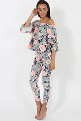 Peach Floral Off The Shoulder Co-ord- Lydia-Co-ords