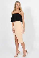 Peach High Waisted Midi Skirt - Bobbie-Skirts