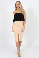 Peach High Waisted Midi Skirt - Bobbie-Skirts