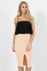 Peach High Waisted Midi Skirt - Bobbie-Skirts