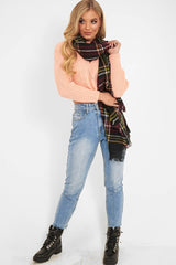 Peach Knit Detail Crop Jumper - Kiana-Crop Jumper