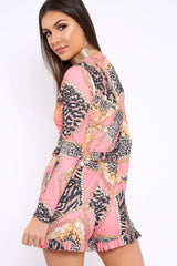 Peach & Leopard Frill Chain Print Co-Ord - Haidy-Co-ords