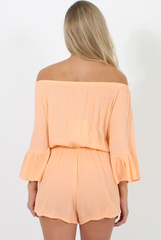 Peach Off The Shoulder Playsuit - Roma-Playsuits