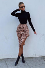 Peach Polka Print Frilled Hem Midi Skirt - Julia-Skirts