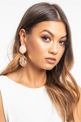 Peach Round Metal Drop Down Earrings - Jacobi-Jewellery
