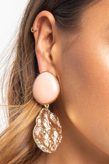 Peach Round Metal Drop Down Earrings - Jacobi-Jewellery