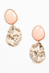 Peach Round Metal Drop Down Earrings - Jacobi-Jewellery
