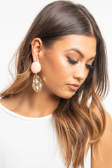 Peach Round Metal Drop Down Earrings - Jacobi-Jewellery