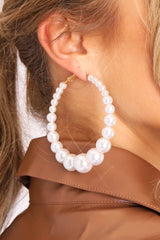 Pearl Oversized Hoop Earrings - Naudia-Jewellery