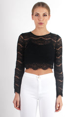 Penny Black Lace Crop Top-Tops
