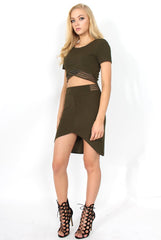 Phoebe Khaki Ribbed Mesh Two Piece-Co-ords