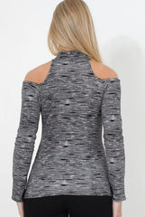 Pia Grey High Neck Top-Tops