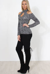 Pia Grey High Neck Top-Tops