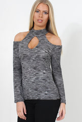 Pia Grey High Neck Top-Tops