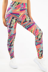 Pink Abstract High Waist Activewear Leggings - Ryli-Leggings