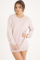 Pink Acid Wash Jumper Dress - Cheryl-Jumper