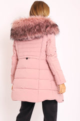 Pink Adjustable Back Long Puffer Coat - Maezie-Coats