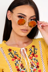 Pink And Gold 90's Round Sunglasses - Maryjane-Sunglasses
