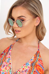 Pink And Gold Round 90's Sunglasses - Fraya-Sunglasses