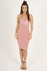 Pink Applique Mesh Bodycon Dress - Tallulah-Dresses