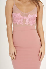 Pink Applique Mesh Bodycon Dress - Tallulah-Dresses