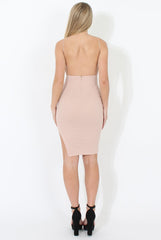 Pink Backless Midi Dress - Pheobe-Dresses