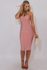 Pink Bandage Bandeau Midi Dress - Chrystelle-Dresses