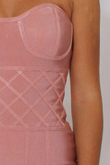 Pink Bandage Bandeau Midi Dress - Chrystelle-Dresses
