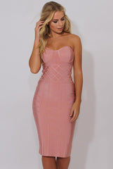Pink Bandage Bandeau Midi Dress - Chrystelle-Dresses