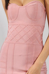 Pink Bandage Bandeau Mini Dress - Cherise-Dresses